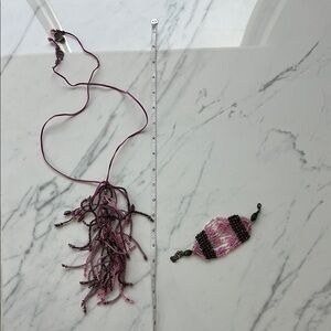 Elegant Pink Beaded Necklace and bracelet set